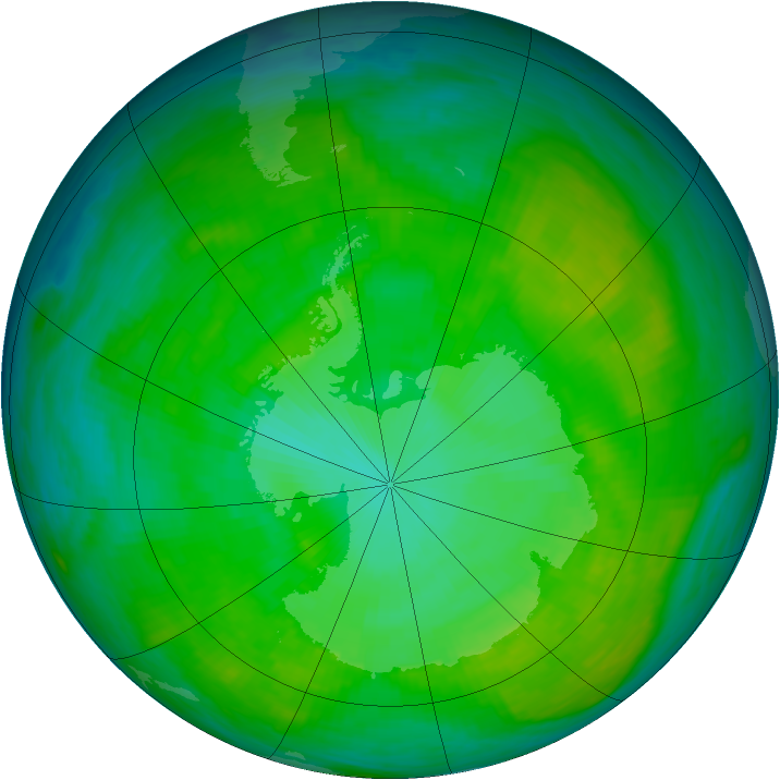 Antarctic ozone map for 30 December 1983